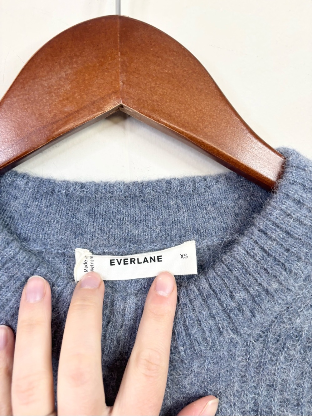 Everlane the cocoon alpaca heather sage blue size XS new - Picture 5 of 9